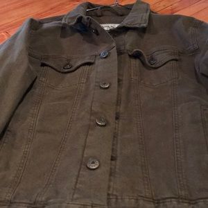 Olive denim trucker jacket